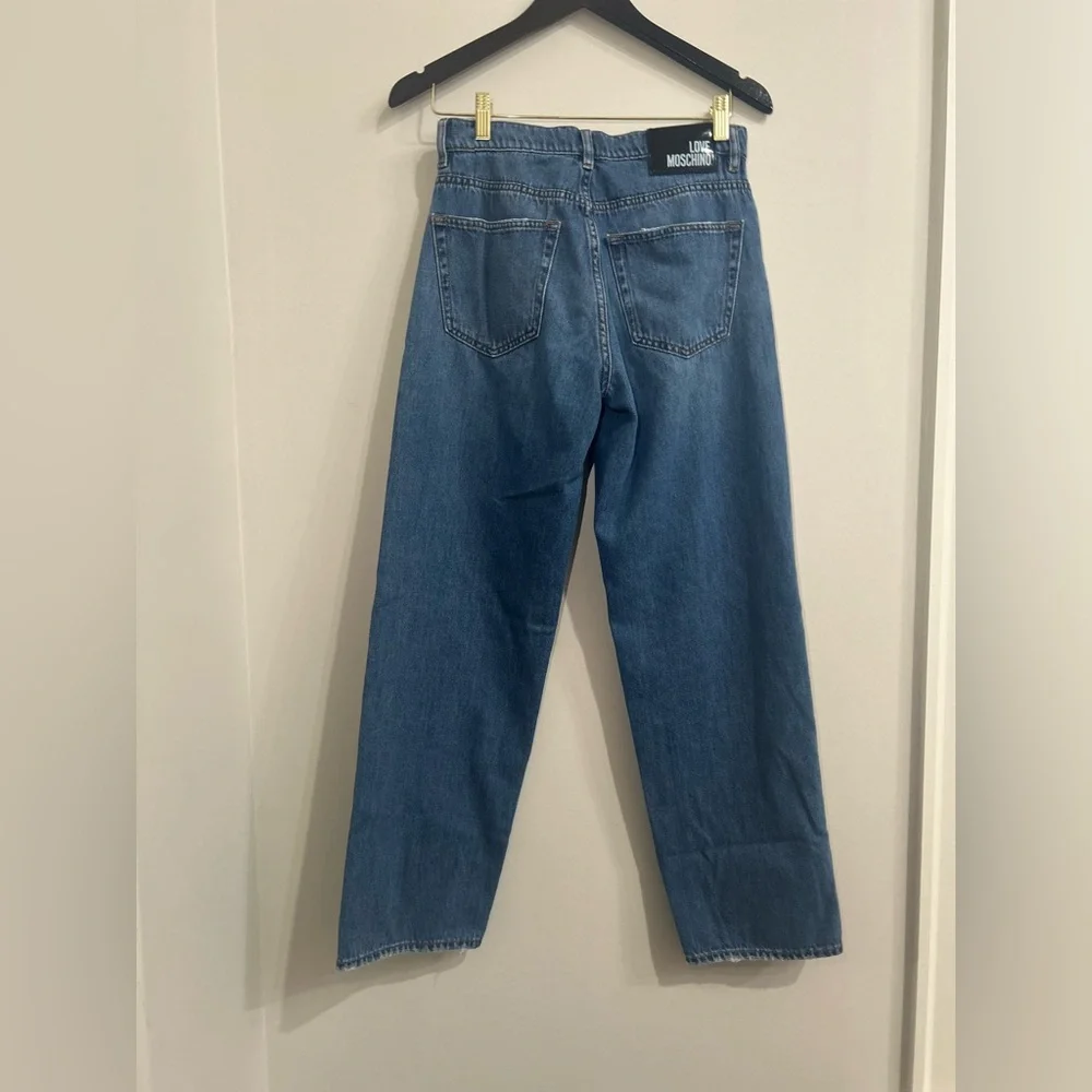 Moschino Blue Jeans with White 'Love' Graphic - Picture 5 of 6